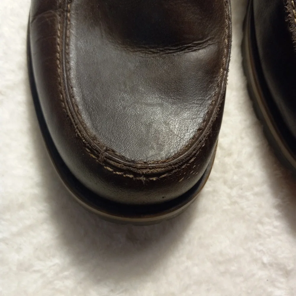 BASS & CO US 9.5 BOAT SHOES BROWN LEATHER SLIP ON CASUAL LOAFERS 2195-200